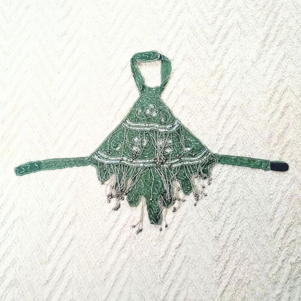 Y2K Asymmetrical Beaded Sequin Fairy Halter Top - Picture 3 of 4